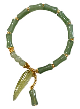 新中式古风竹叶串珠手链手环配饰