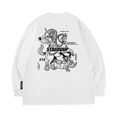 STA长袖T恤男女纯棉上衣宽松重磅