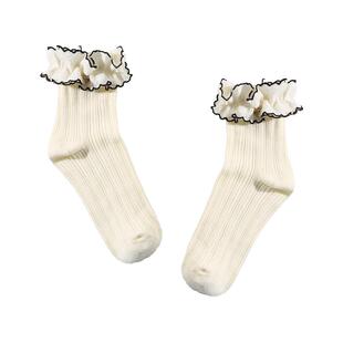 IVY HOUSE常春藤儿童装女大童袜子春秋季新款 蕾丝花边短袜两双装