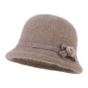 新款中老年人秋冬天女款帽子老太太妈妈保暖防寒盆帽洋气毛线帽子