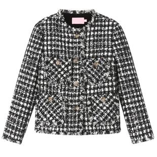 【桑蚕丝】SALT.P可颜珠片花纱小香风格纹短外套棉服冬季款