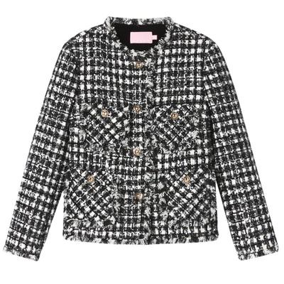 【桑蚕丝】SALT.P可颜珠片花纱小香风格纹短外套棉服冬季款