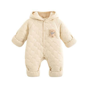 婴儿连体衣冬款加厚衣服宝宝夹棉包手包脚外出服冬装小月龄抱抱服