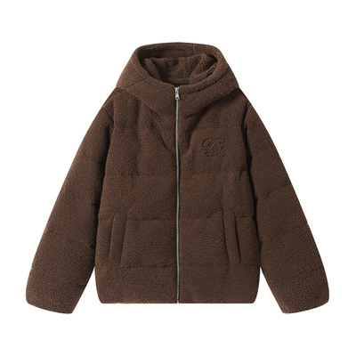 薛之谦dsp仿羊羔毛连帽羽绒服