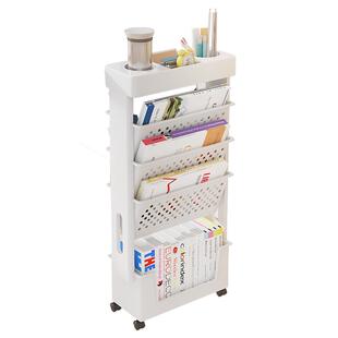 课桌旁收纳架学生书桌边放书架可移动阅读架儿童绘本架多层教室小推车带锁止万向书立看书架学生教室置物架