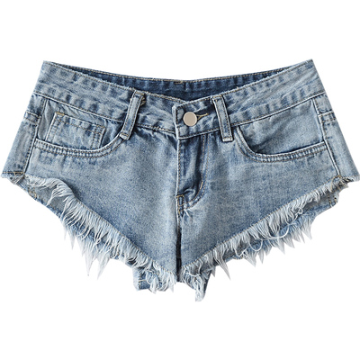 超短裤做旧毛边牛仔夏季露臀热裤