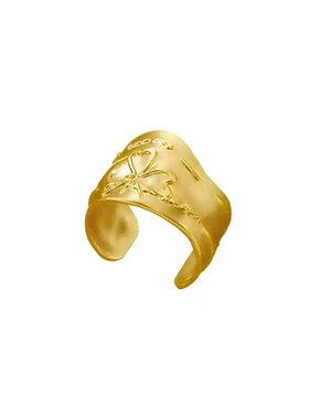 金币四叶草戒指时尚凹凸