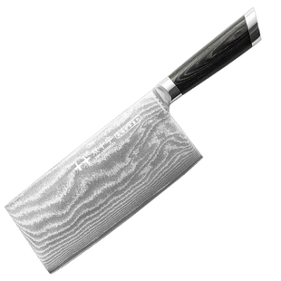 北京双十字大马士革钢刀锋利切片刀厨房厨师刀花纹钢菜刀多层锻打