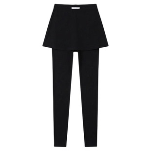 90%棉打底裤女外穿2025新款秋冬加绒保暖紧身羊毛假两件裙裤抗寒