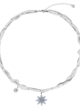 冰晶雪花项链女原创设计