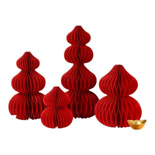 红色蜂窝球葫芦装扮用品空间通用喜庆装饰红色福禄布置单品套装