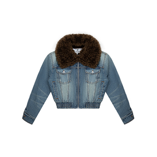 【Designer系列】 Called Back牛仔外套女25冬季新款复古毛领夹克