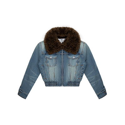 CalledBack牛仔外套女毛领上衣