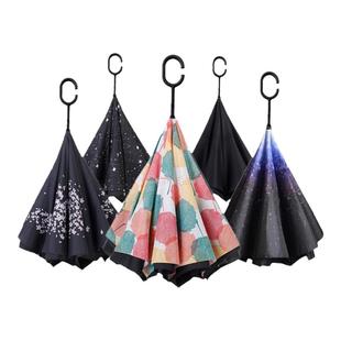 自动反向伞大号长柄车载雨伞双人晴雨两用双层紫外线防晒定制logo