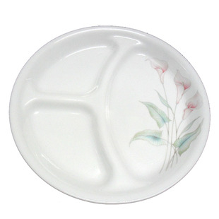 美国进口康宁餐具百合6810寸深浅分割鱼饭沙拉水果盘酱油菜汤碟
