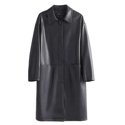 真皮羽绒服女中长款宽松大码皮衣