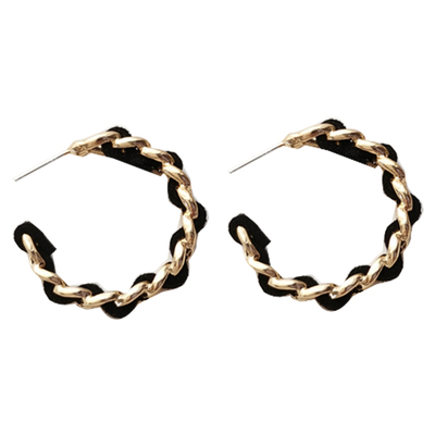 s925银针创意链条c字气质耳钉