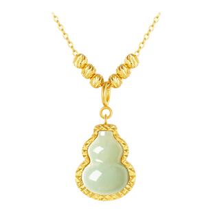 周大生流光福禄和田玉葫芦项链女纯银新中式首饰本命年礼物送女友