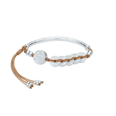 周六福银币手绳女银盈聚禄手链手饰国风s990银节日礼物送女友