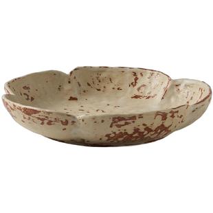 秋野家 景德镇日式粗陶刷釉餐具复古盘子个性菜盘汤盘诧寂风酒店