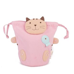 日本卡拉猫小清新拼接撞色迷你化妆袋手拿包拉绳收纳袋收口袋手袋