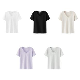 凉感T|森马短袖T恤女夏纯色V领正肩衣服吸湿速干抑菌2026新款上衣