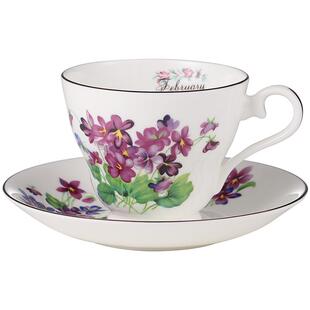 英国Aynsley安斯丽月份花送闺蜜生日礼物骨瓷咖啡杯碟下午茶茶杯