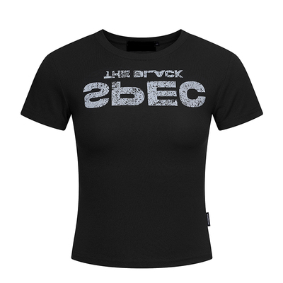 【F383】做旧字母短款T恤