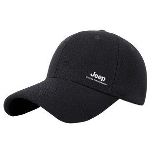 jeep吉普羊毛呢棒球帽男冬季保暖防寒送中老年人冬天硬顶鸭舌帽子