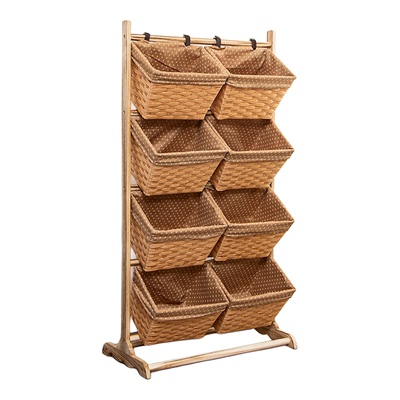 客厅落地实木多层防污收纳架