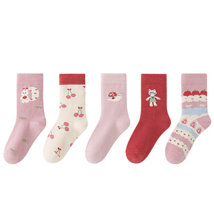 女童袜子春秋款中长筒女孩中大童宝宝秋冬加厚学生儿童纯棉袜高筒