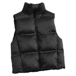 纯色立领拉链无袖保暖棉服背心马夹2024冬新款外搭坎肩女马甲G783