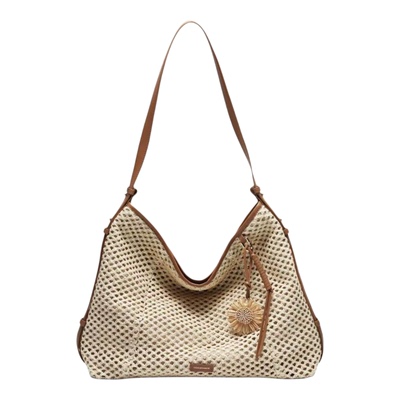 专柜正品百丽2026夏款女休闲通勤度假编织单肩斜挎托特包9410ABX6