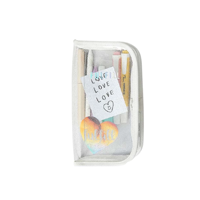 韩国炫彩风透明学生胶带文具包