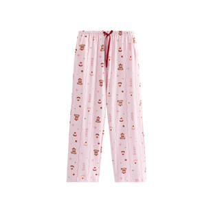 芬腾睡裤女春秋季纯棉条纹长裤女款可爱休闲全棉抗静电家居裤单裤