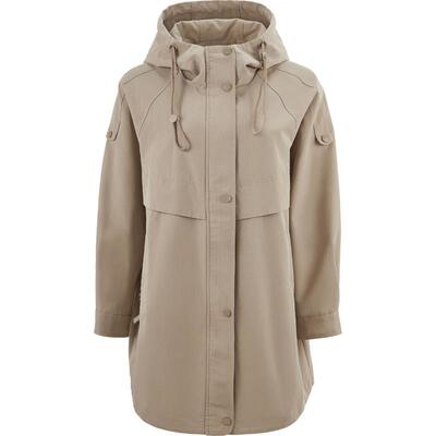 渔牌女装风衣女款2024新款春秋带帽中长款宽松休闲棉外套FGGC3019