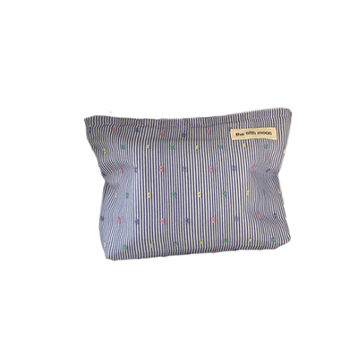 蓝黑条纹彩点点收纳包简约ins风