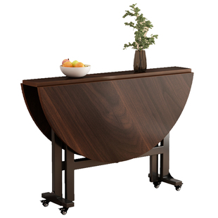 折叠桌子餐桌家用小户型可移动吃饭桌子出租房省空间带转盘大圆桌