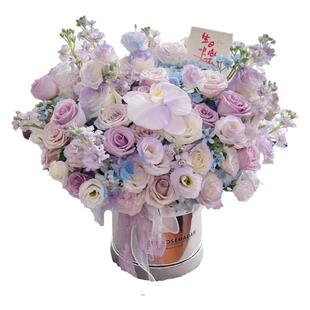 蝴蝶兰玫瑰抱抱桶花束鲜花速递同城配送生日七夕情人节上海北京店