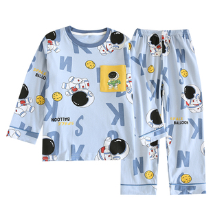 米筱米儿童春秋纯棉睡衣可爱卡通全棉棉毛a类男童宝宝套头家居服
