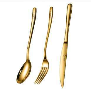 加厚不锈钢西餐餐具牛排盘子套装刀叉两件套家用牛排刀叉勺三件套