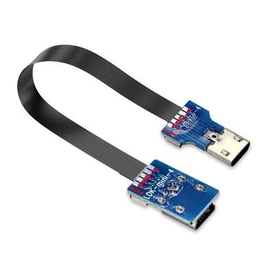 超薄弯头Micro USB转mini usb母转接延长数据线90度充电供电电源线5P接口T型车载行车记录仪电子狗航拍软排线