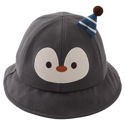 婴儿帽子春秋薄款遮阳防晒渔夫帽男女宝宝可爱卡通小月龄夏季盆帽