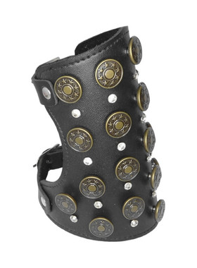 纽扣黑柔软工字形皮超宽朋克手链