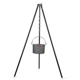 原始人野营吊锅户外篝火三脚架野炊锅便携露营焚火架炊具挂三角架