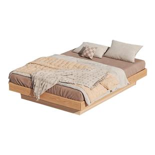 橡木床全实木高箱储物床悬浮床1.2米单人床1.8双人床无床头榻榻米