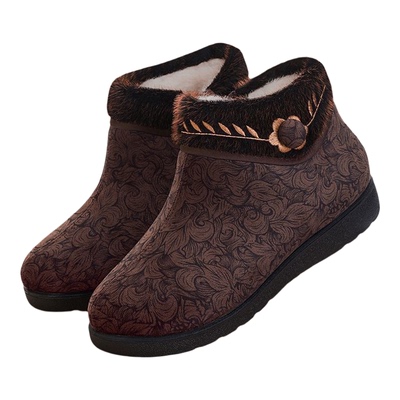 冬季老北京棉鞋女中老年妈妈棉靴绵羊毛保暖防滑加厚老人软底奶奶