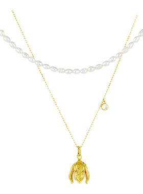 ZIVGREY郁金香双层项链女天然珍珠轻奢小众高级感时尚叠戴锁骨链