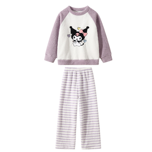 女童睡衣套装加厚冬儿童毛茸茸家居服库洛米女孩珊瑚绒保暖家居服