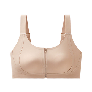 古今中老年妈妈内衣前拉链舒适不勒聚拢防垂防震无钢圈背心文胸罩
